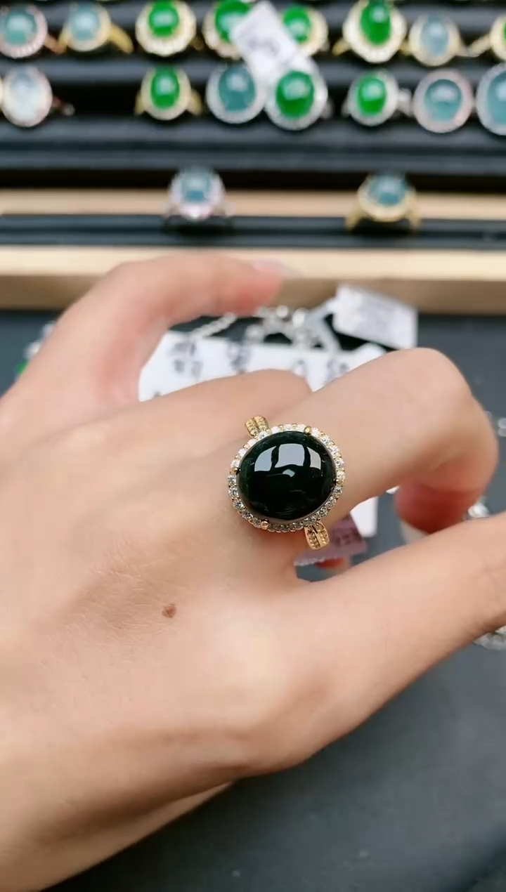 翡翠戒指银S925镶嵌11111