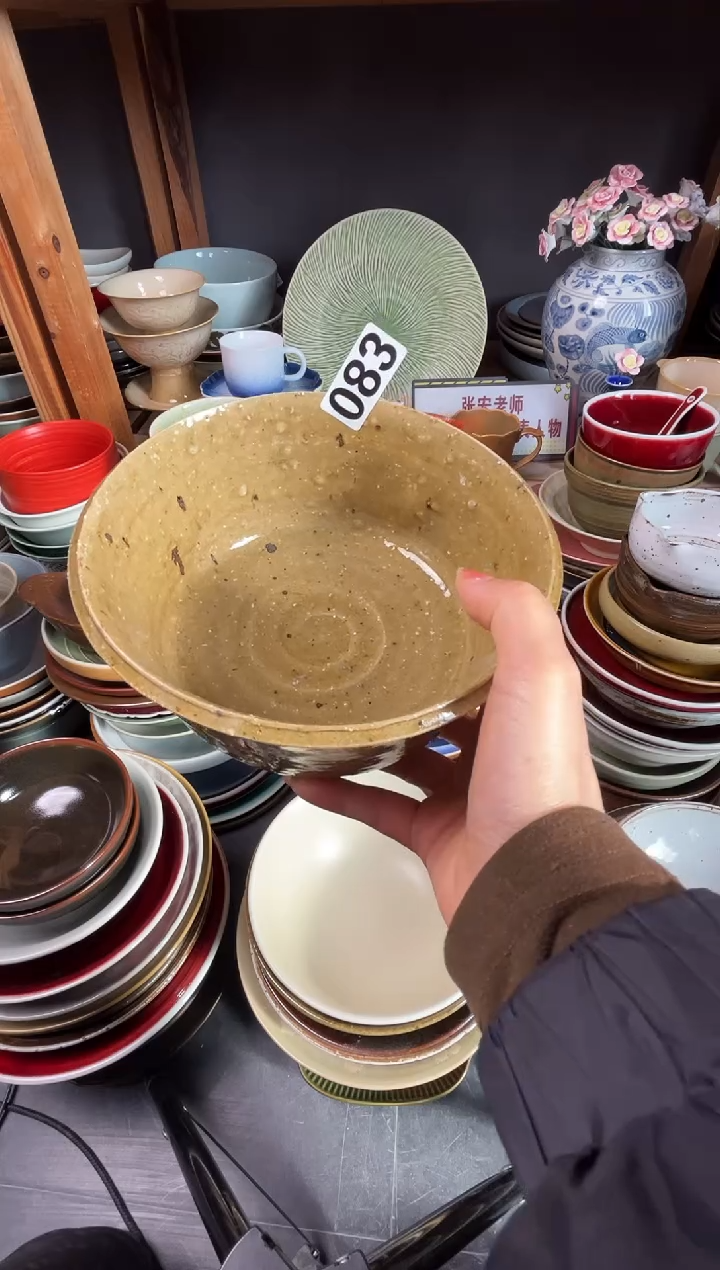 瓷片J*083粗陶黄手捏碗
