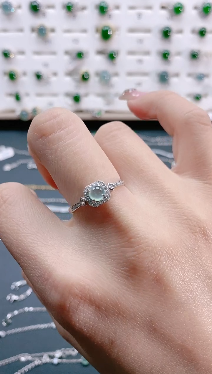 【闪购商品】翡翠戒指银S925镶嵌天然翡翠