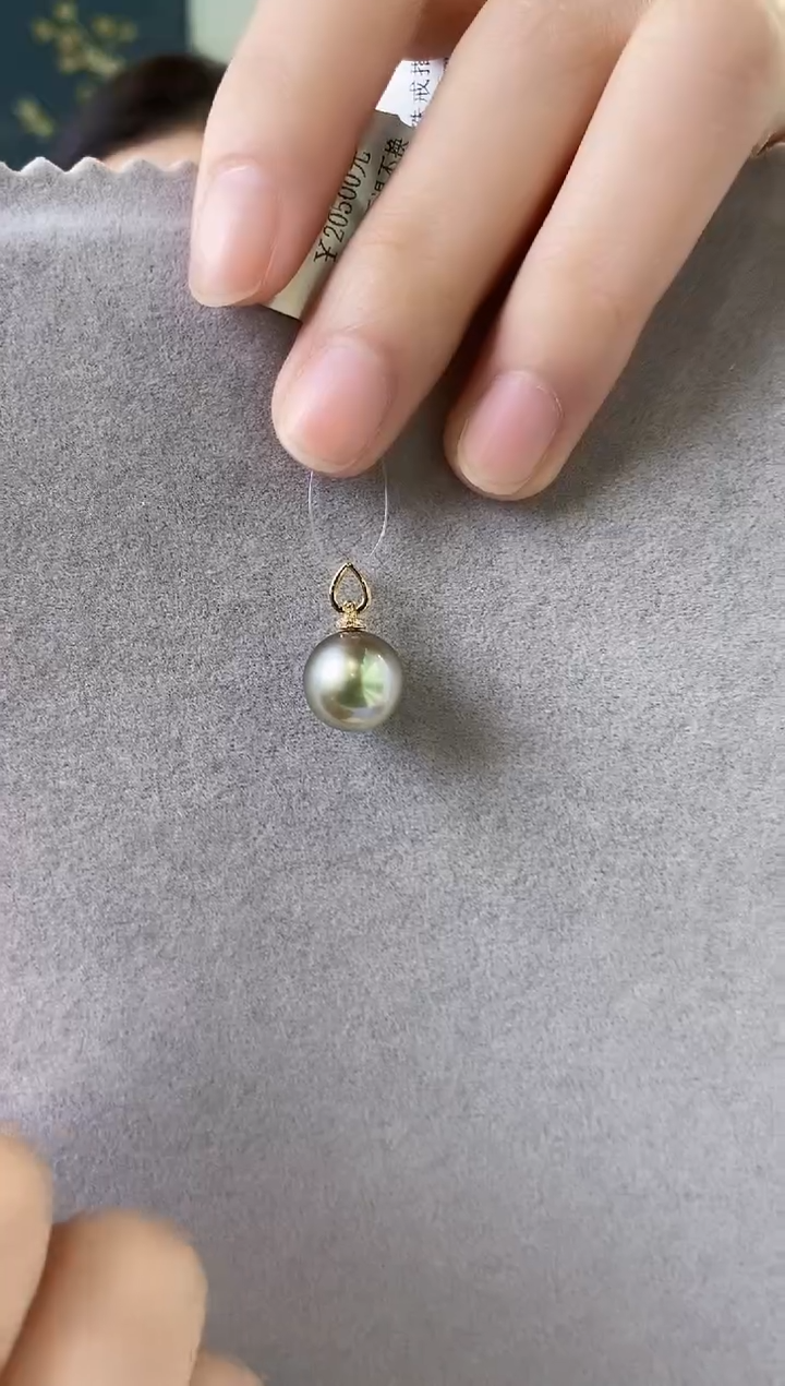 【闪购商品】海水珍珠吊坠(不含链)18K金镶嵌11-12大溪地黑珍珠吊坠