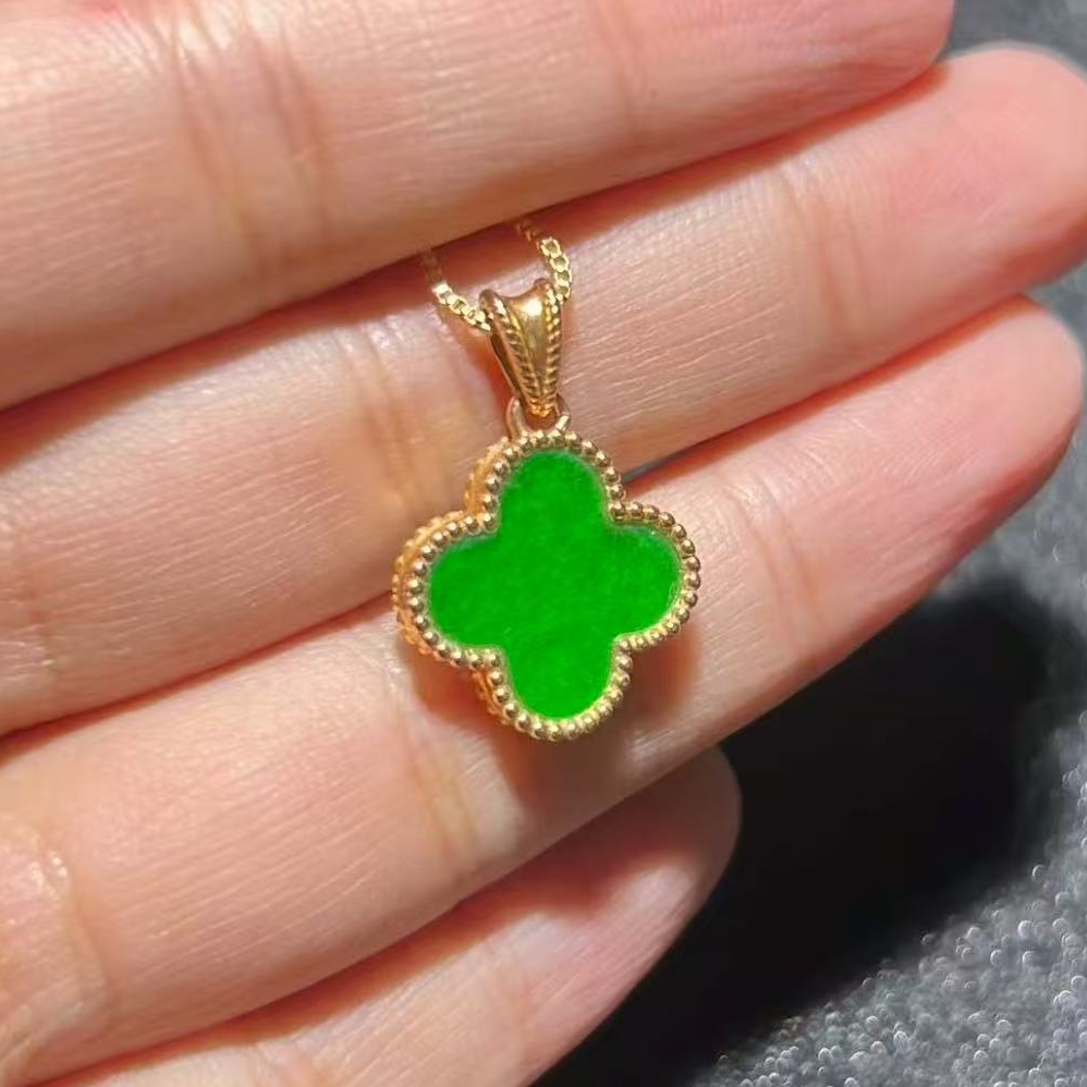 天然缅甸A货翡翠 18k金四叶草 金典百搭 多样性其一发货