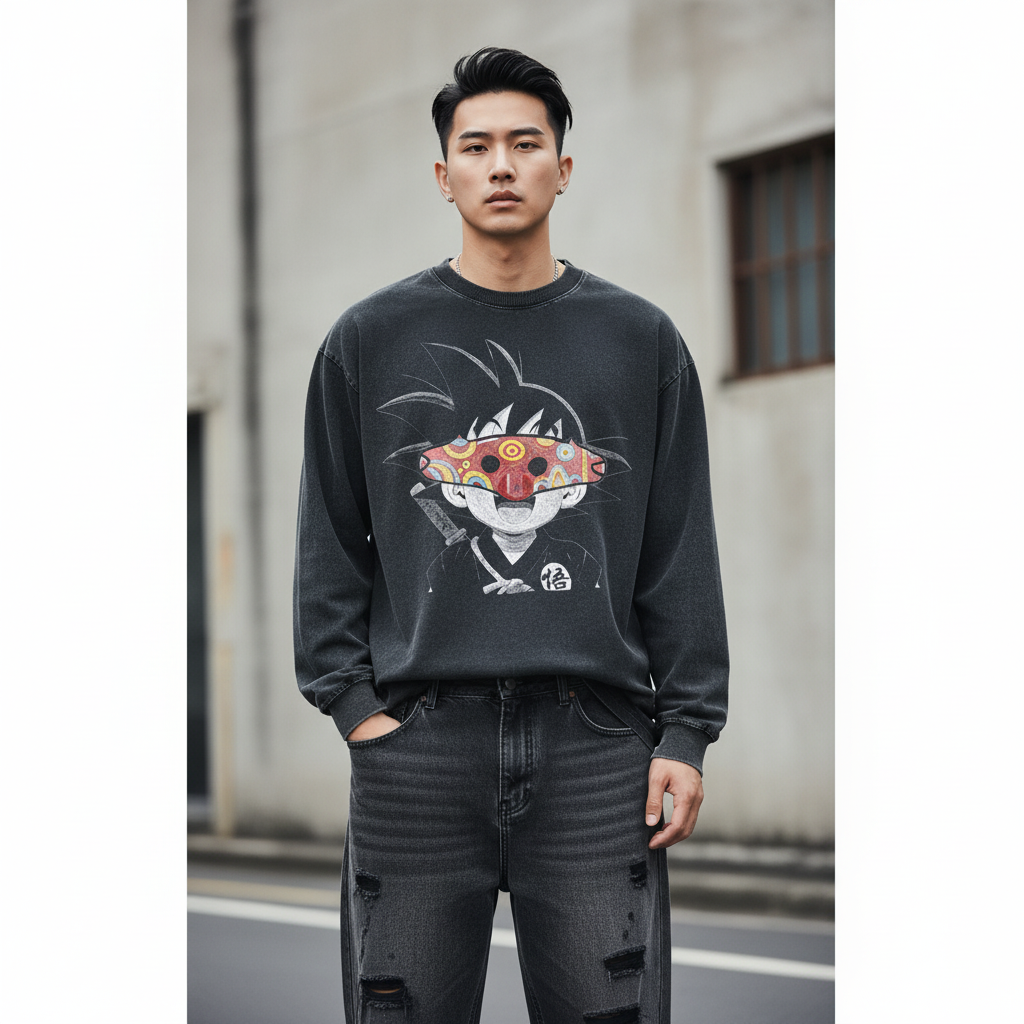 【上新 长袖 阿祖悟空】280克 美式宽松   精梳棉 长袖 男士T恤