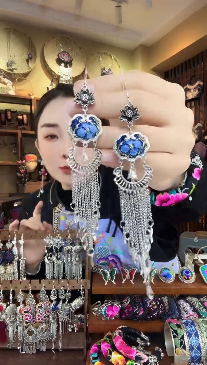 刺绣非遗刺绣民族风耳环