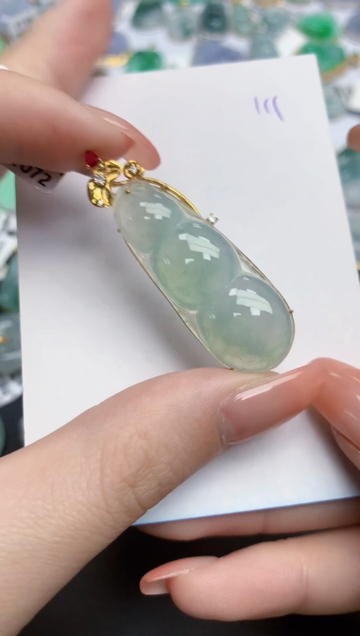 【闪购商品】翡翠颈饰18K金镶嵌天然缅甸翡翠A货