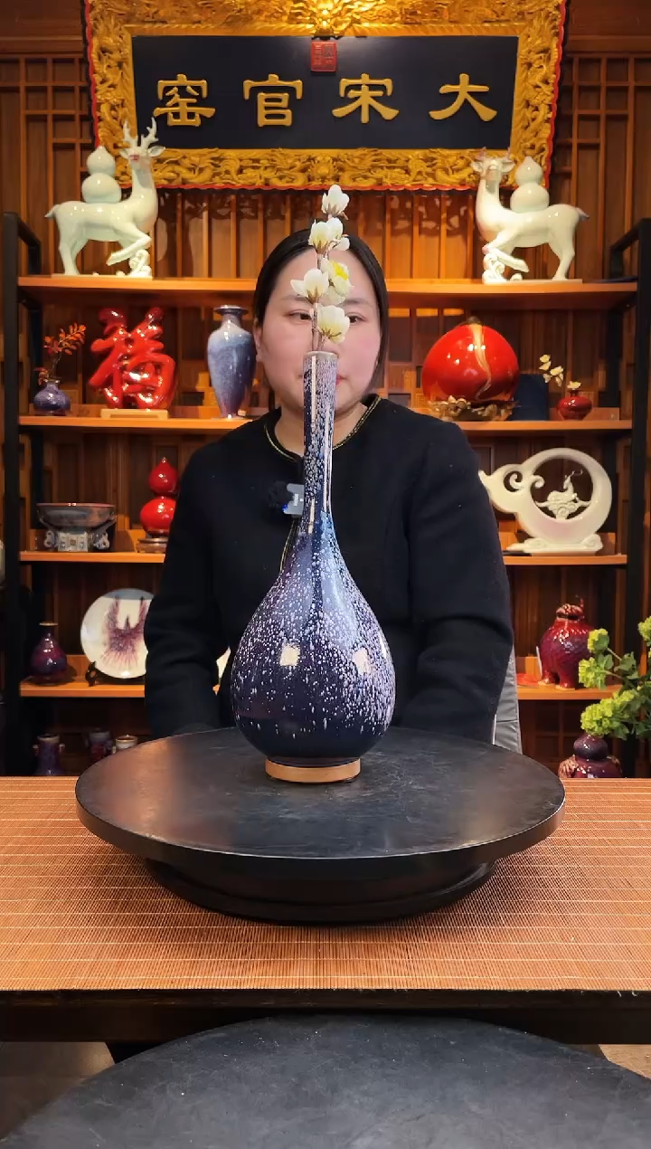 【闪购商品】摆件大宋官窑【花器鹅颈哦】礼花万彩