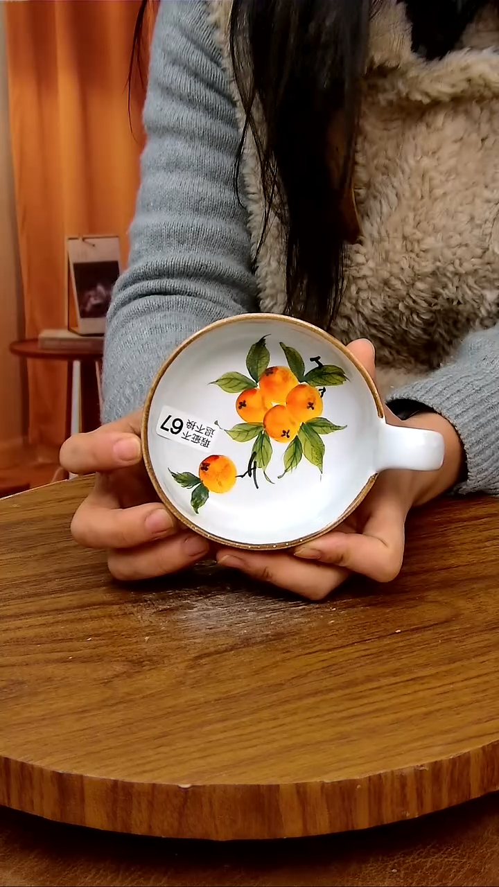 杯子陶景德镇手工手绘釉下彩陶瓷 ，微瑕
