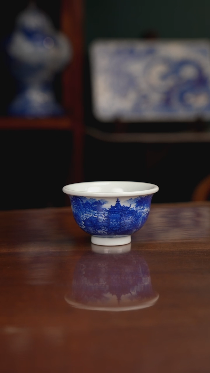 自成堂柴窑 楼阁压手杯