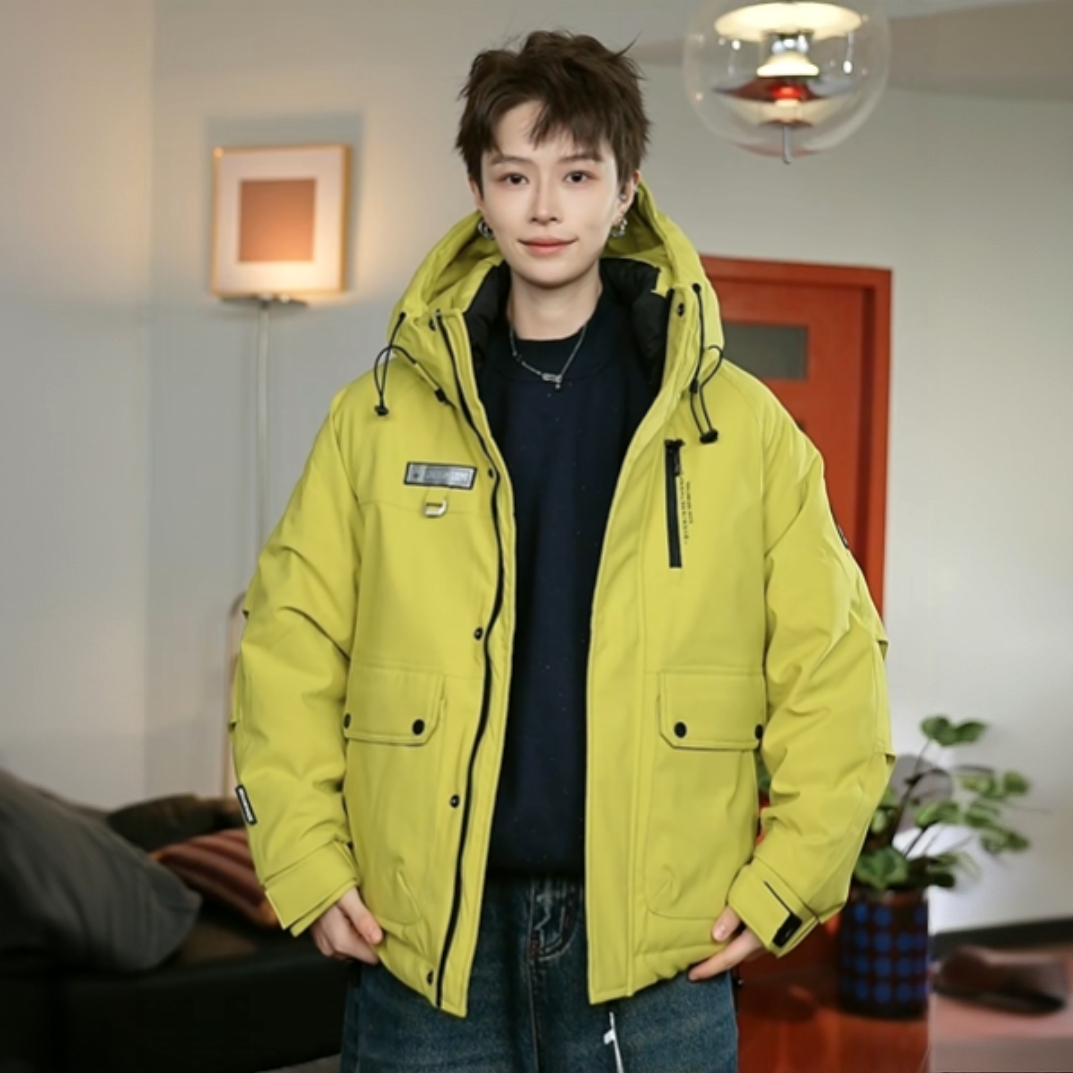 冬季新款男女同款白鸭绒潮流百搭时尚保暖羽绒服连帽外套-1