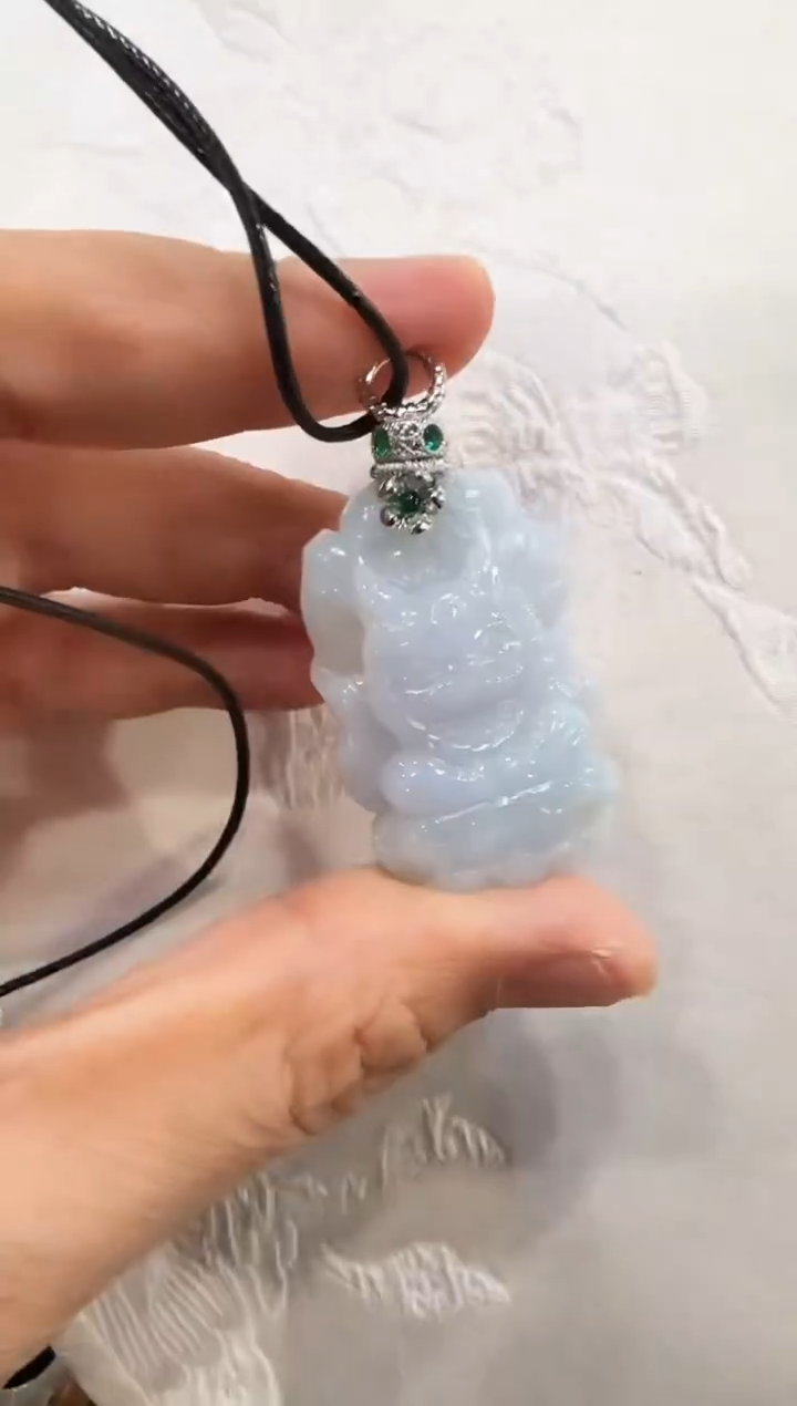 颈饰银S925镶嵌翡翠国风