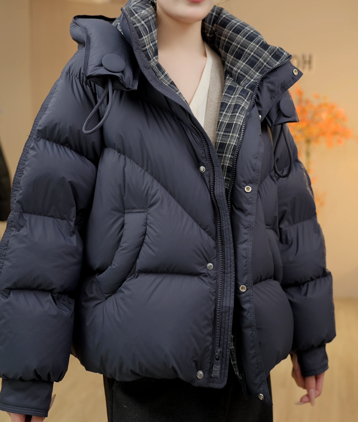 【严选大朵鸭绒】2025极寒系列新款拼格鸭绒服女款Y80--格子