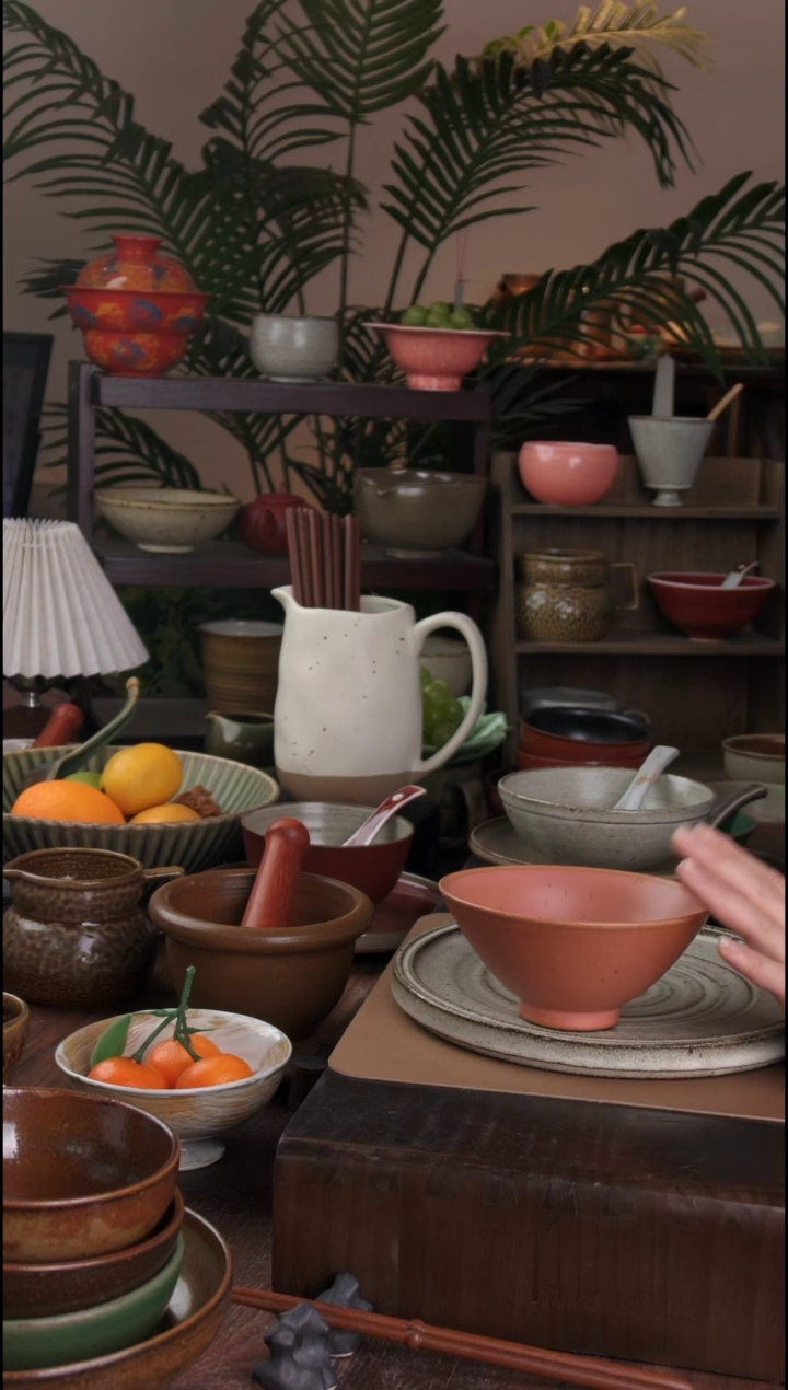 碗景德镇手工高温餐具樱花粉斗笠