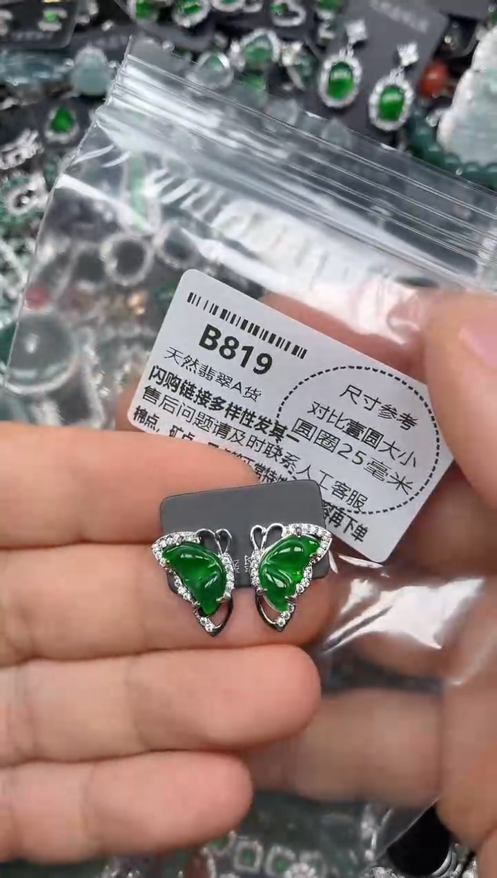 颈饰未镶嵌翡翠B819耳钉