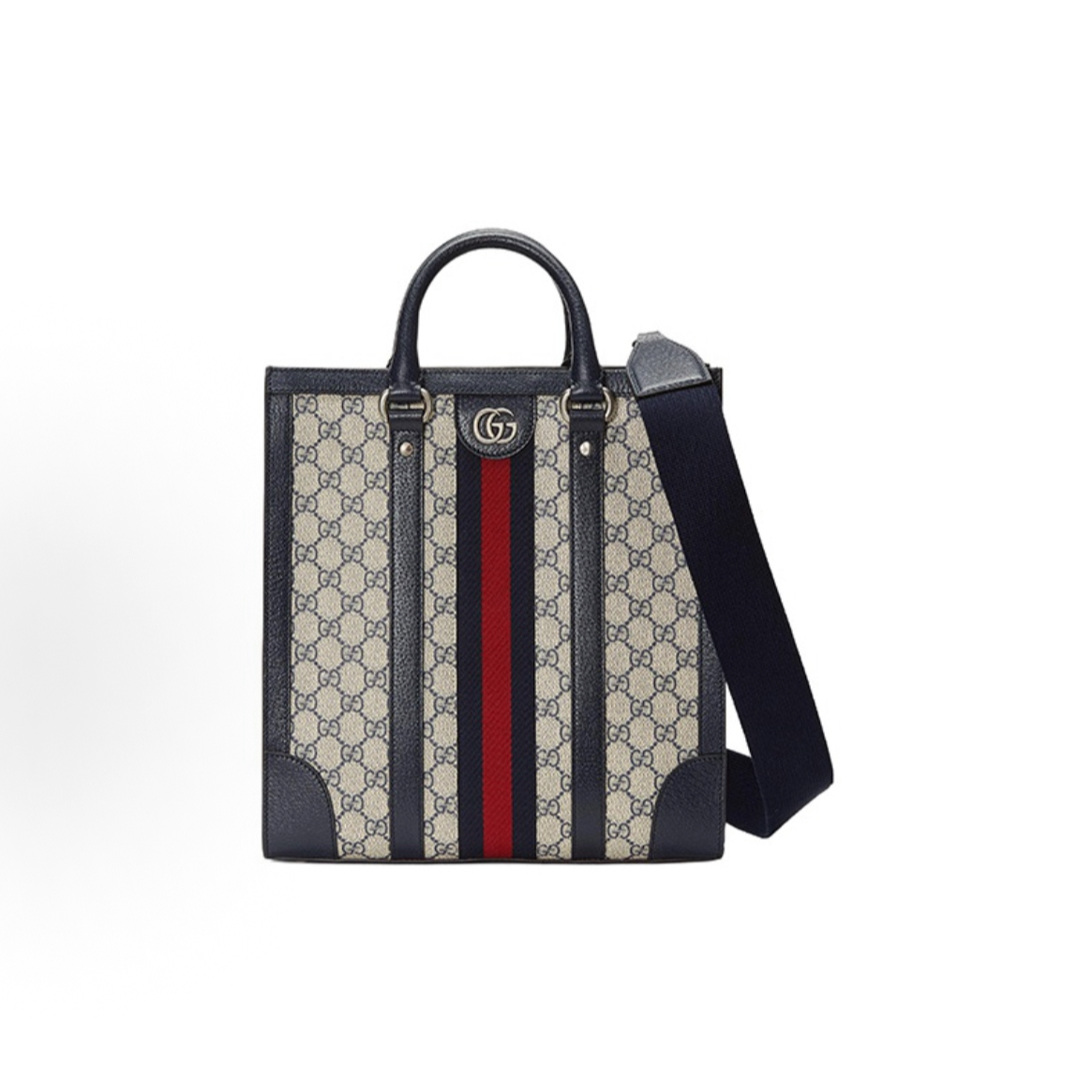 99新 GUCCI/古驰 古驰条纹拼接涂标托特/D152