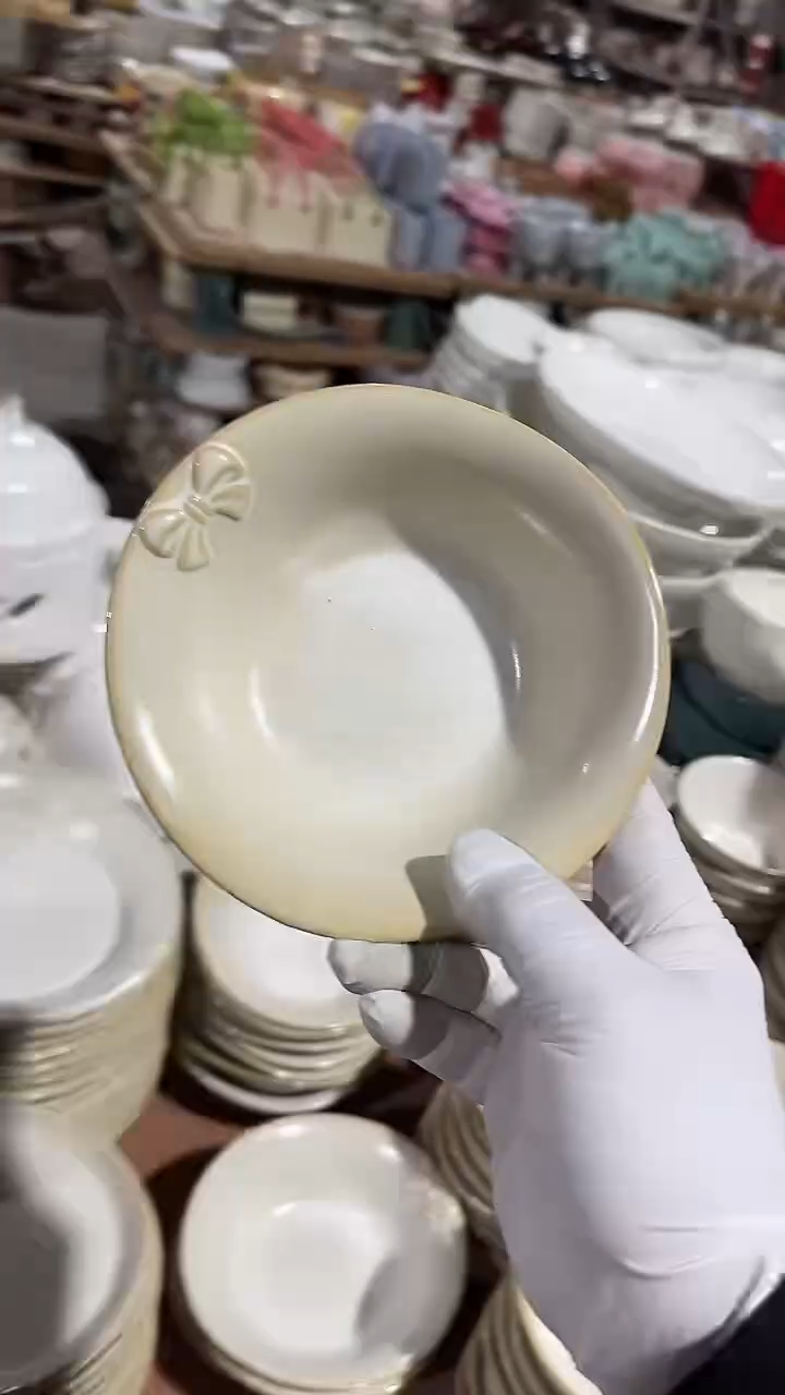 陶瓷6英寸蝴蝶结异形碗微瑕 凑满20元包邮