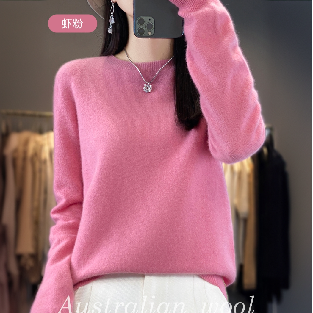 一线成衣100纯羊毛圆领打底衫长袖上衣WQ012