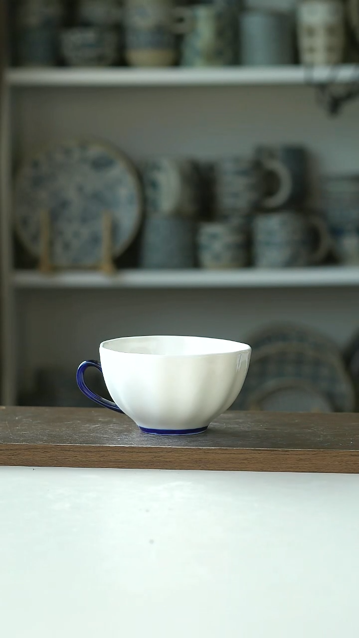 微瑕描边手作220ml咖啡杯@4-2@
