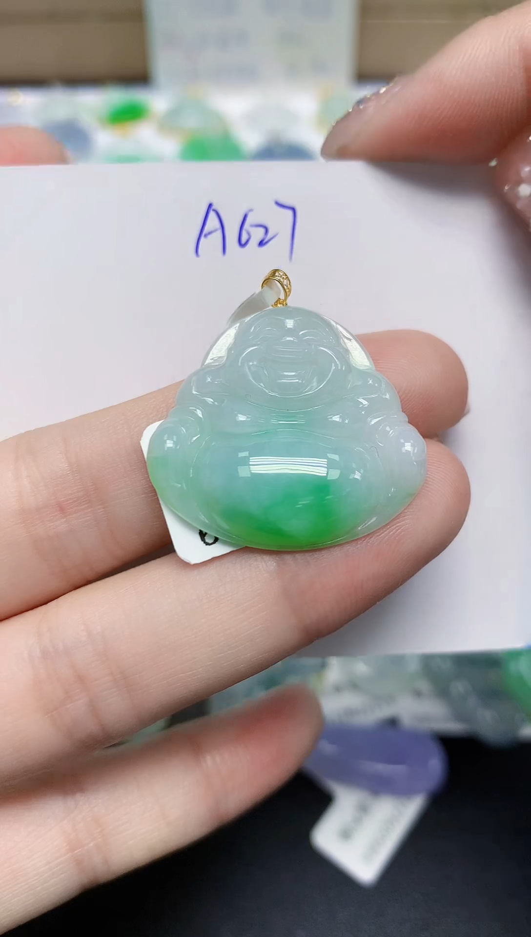 颈饰18K金镶嵌翡翠天然缅甸翡翠A货翡翠百元以上9元证书费自理