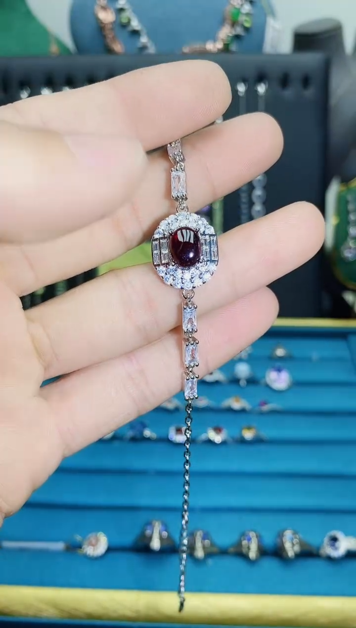 【闪购商品】石榴石（紫牙乌）手链银S925镶嵌1121