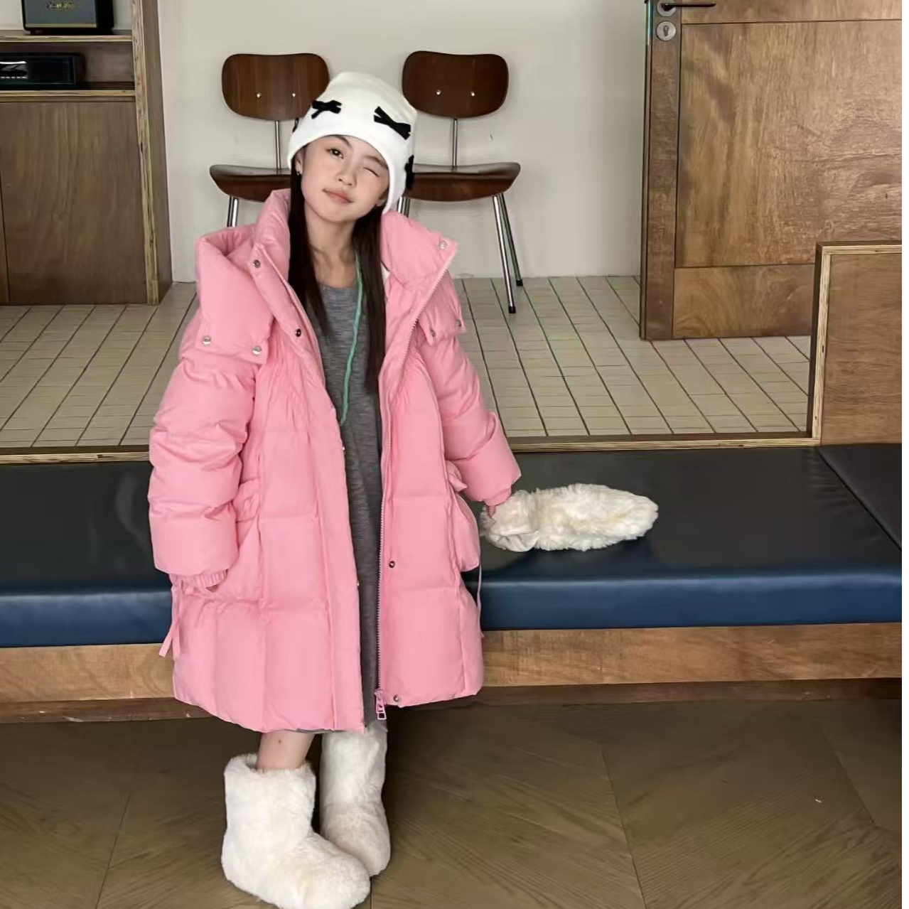 【晶秋】【猪】儿童中长款女童2025新款韩版洋气中大童外套