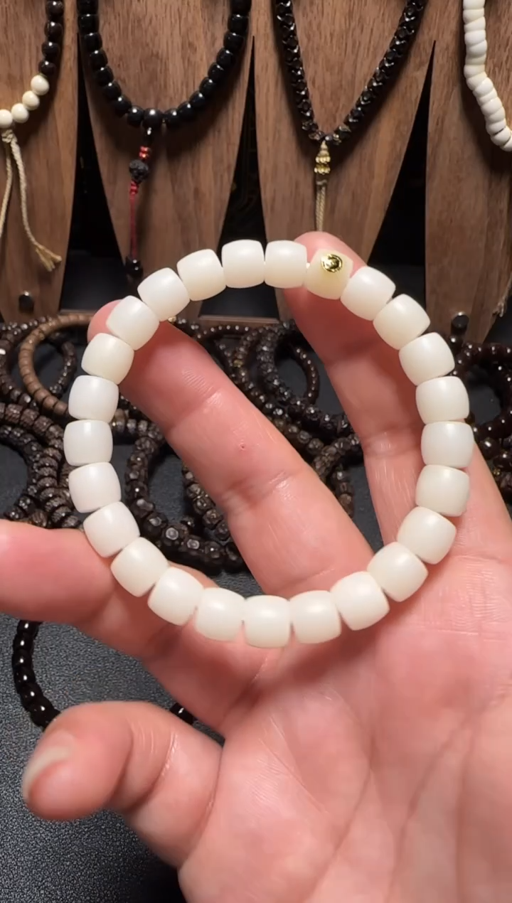 手串菩提根/象牙果天然玉化菩提根9*8尺寸直切镶标款手串