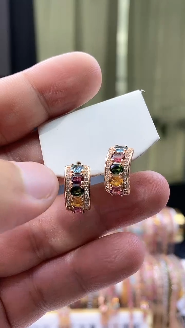 【闪购商品】碧玺耳扣银S925镶嵌116561161665