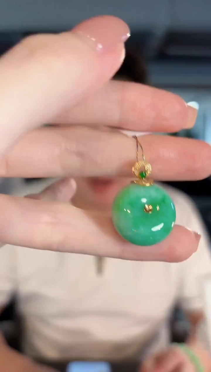 吊坠(不含链)18K金镶嵌翡翠 缅甸A货/支持复检/一件