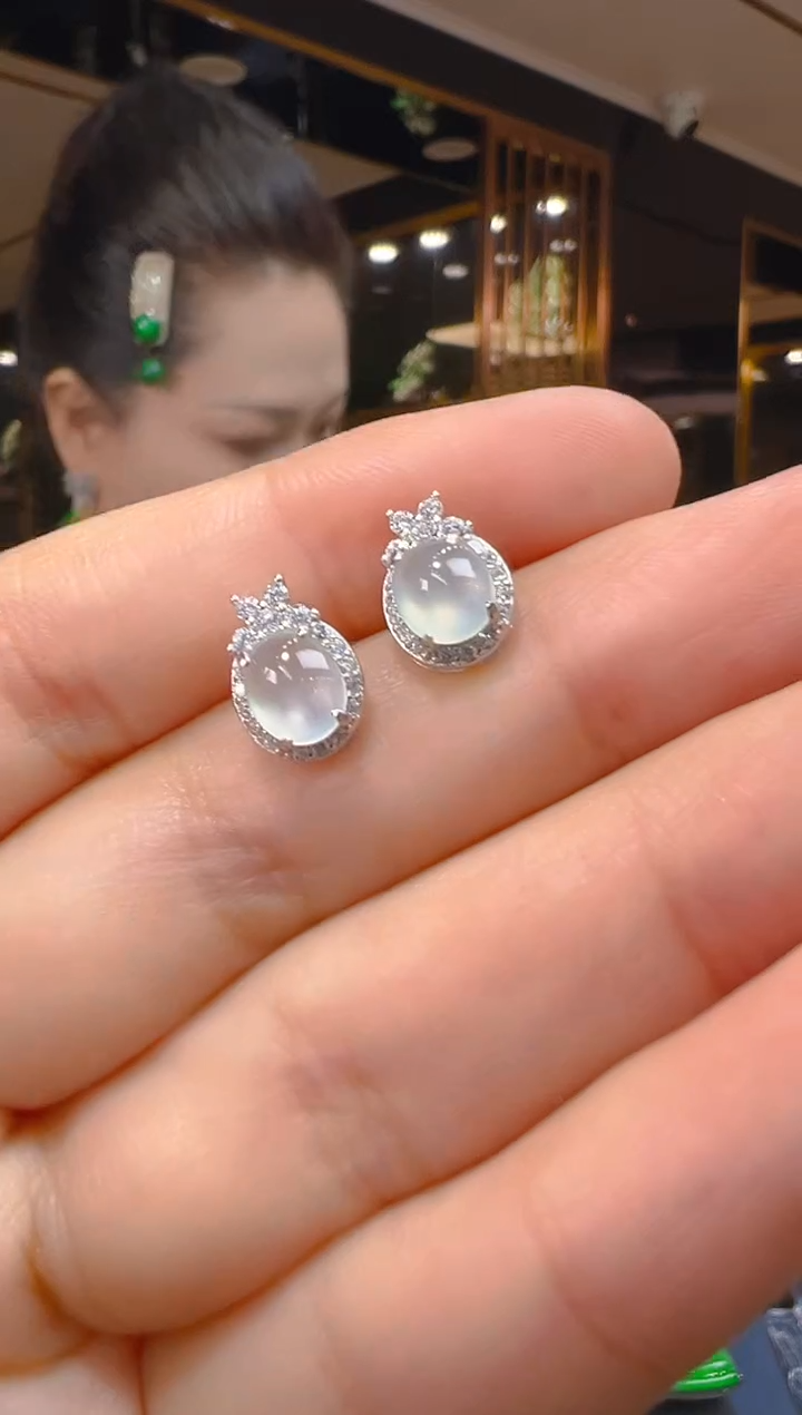 翡翠银S925镶嵌耳饰114（多样性发其一）