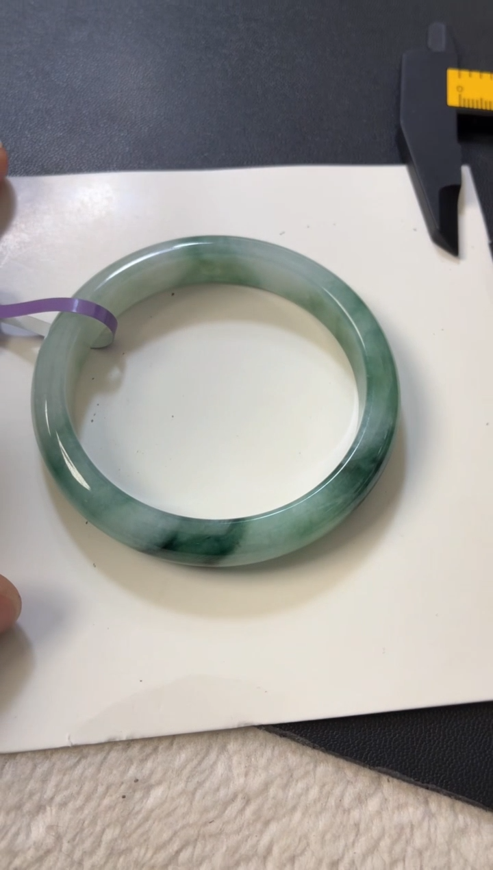 未镶嵌手镯翡翠意境山水飘花镯  16号  52-54圈口