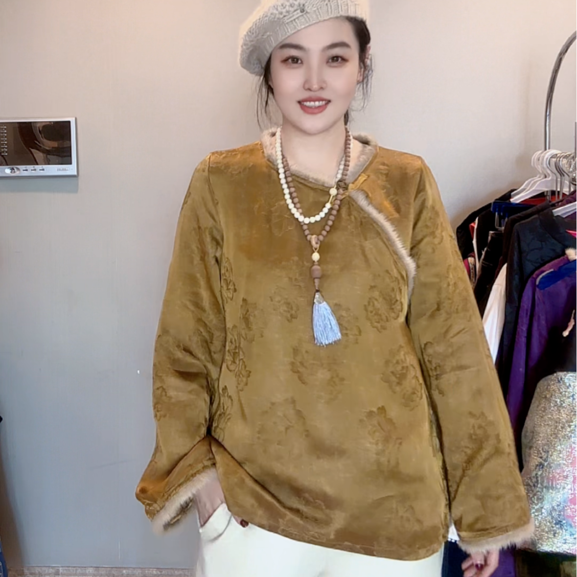 FL 3746｛唯有牡丹真国色｝新中式牡丹花提花工艺时髦国风上衣    