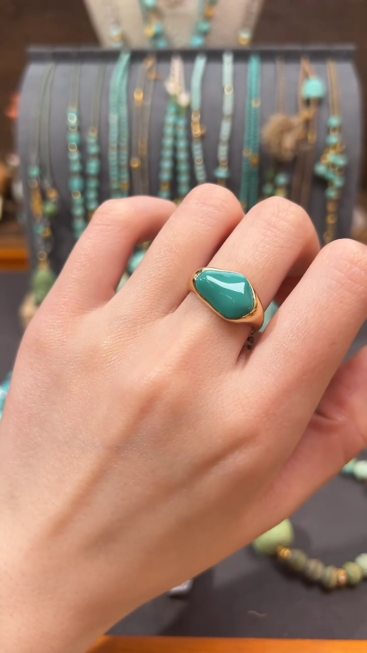 【闪购商品】绿松石戒指18K金镶嵌绿松石戒指