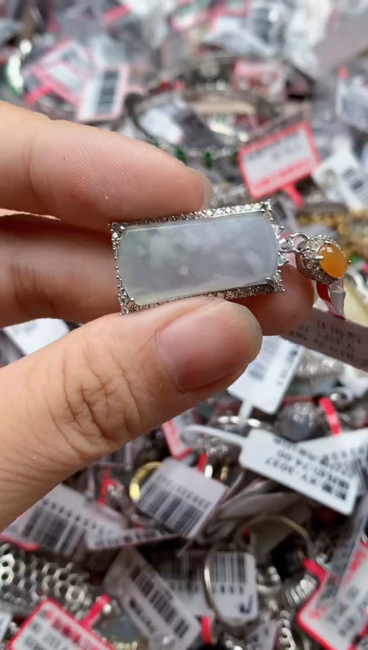 银S925镶嵌戒指翡翠天然A货缅甸翡翠