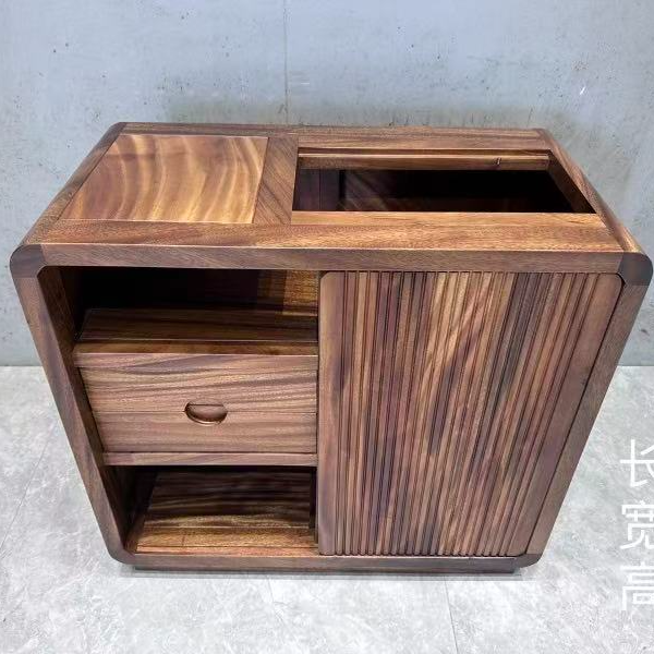 胡桃木推拉新中式置物柜木家具茶柜置物简约