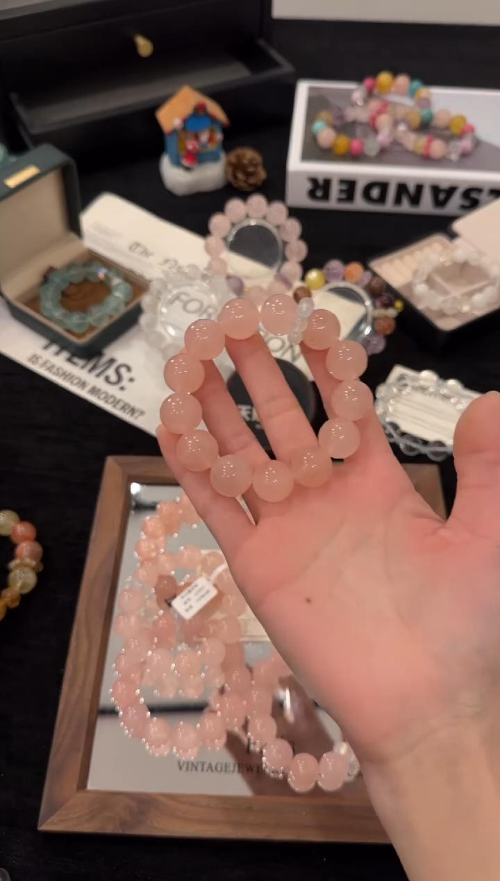 未镶嵌手链水晶粉雾海x2993