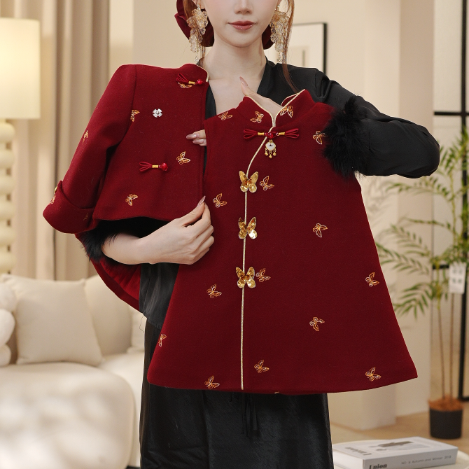 2025冬季新款夹棉加厚新中式小香风女童上衣外套背心裙套装30918