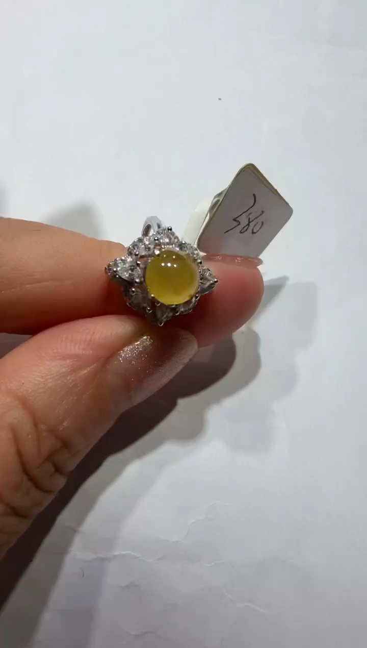 银S925镶嵌戒指翡翠925银镶缅甸A货翡翠戒指