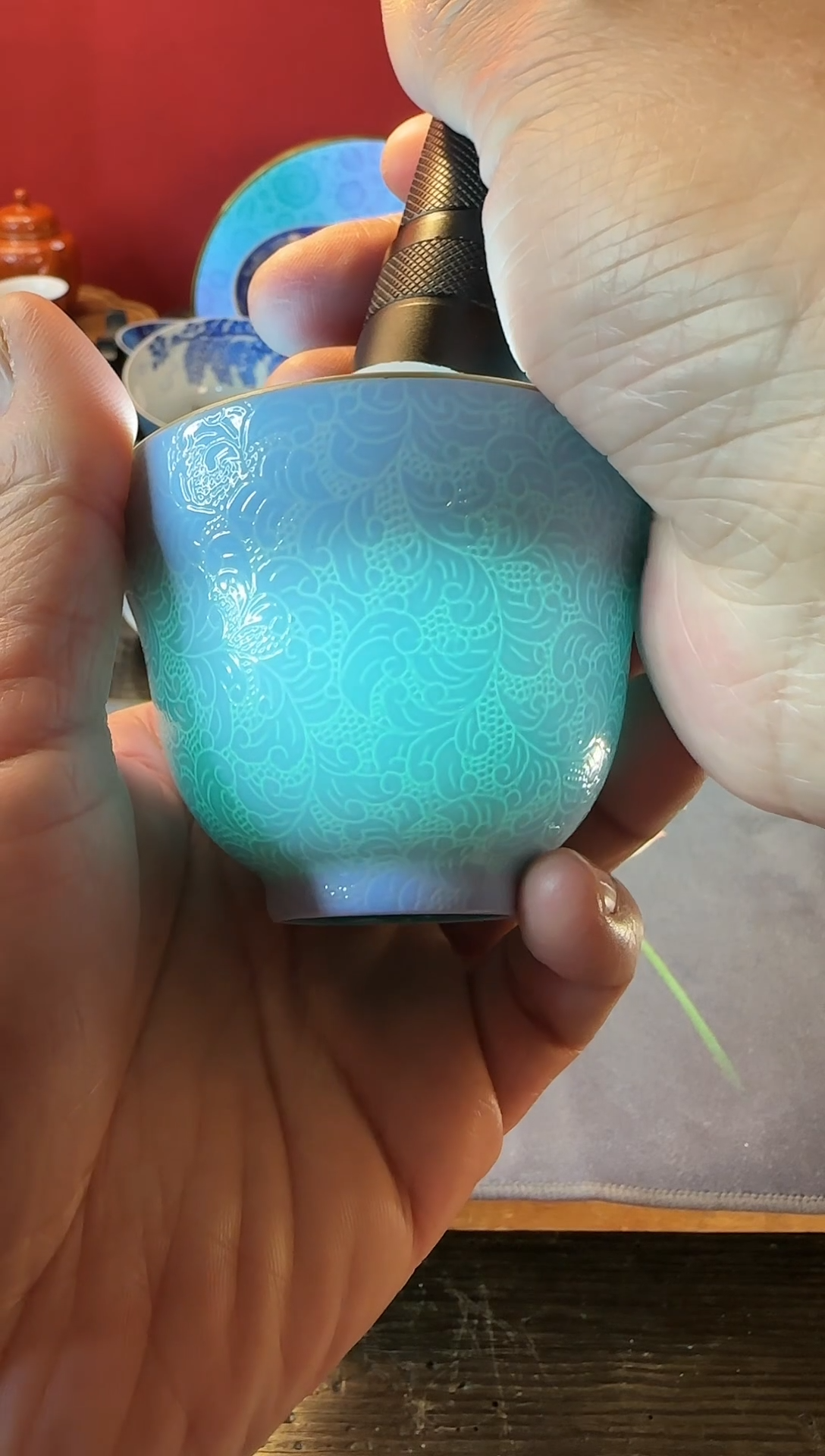 【闪购商品】景德镇手工扒花陶瓷茶具     