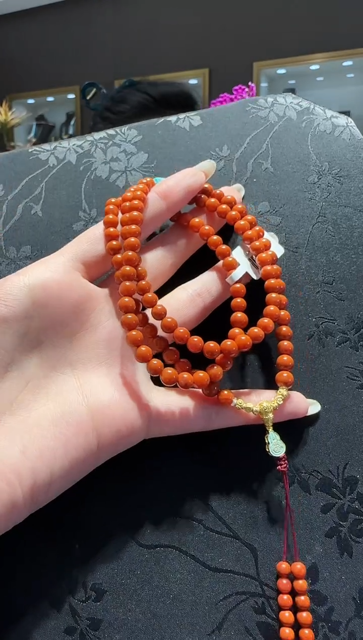 【闪购商品】南红玛瑙项链未镶嵌南红圆珠项链108颗设计款