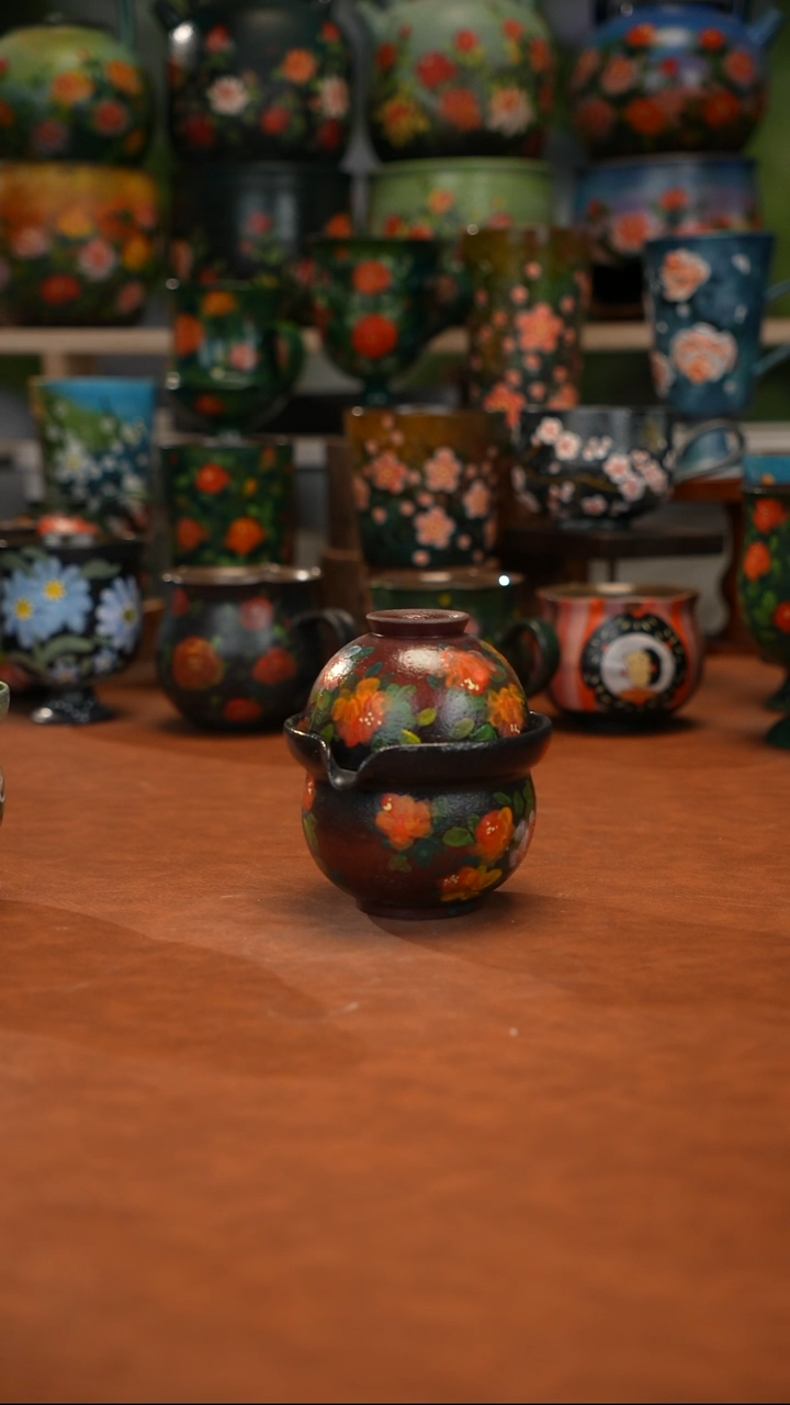 紫砂油画釉下彩手绘