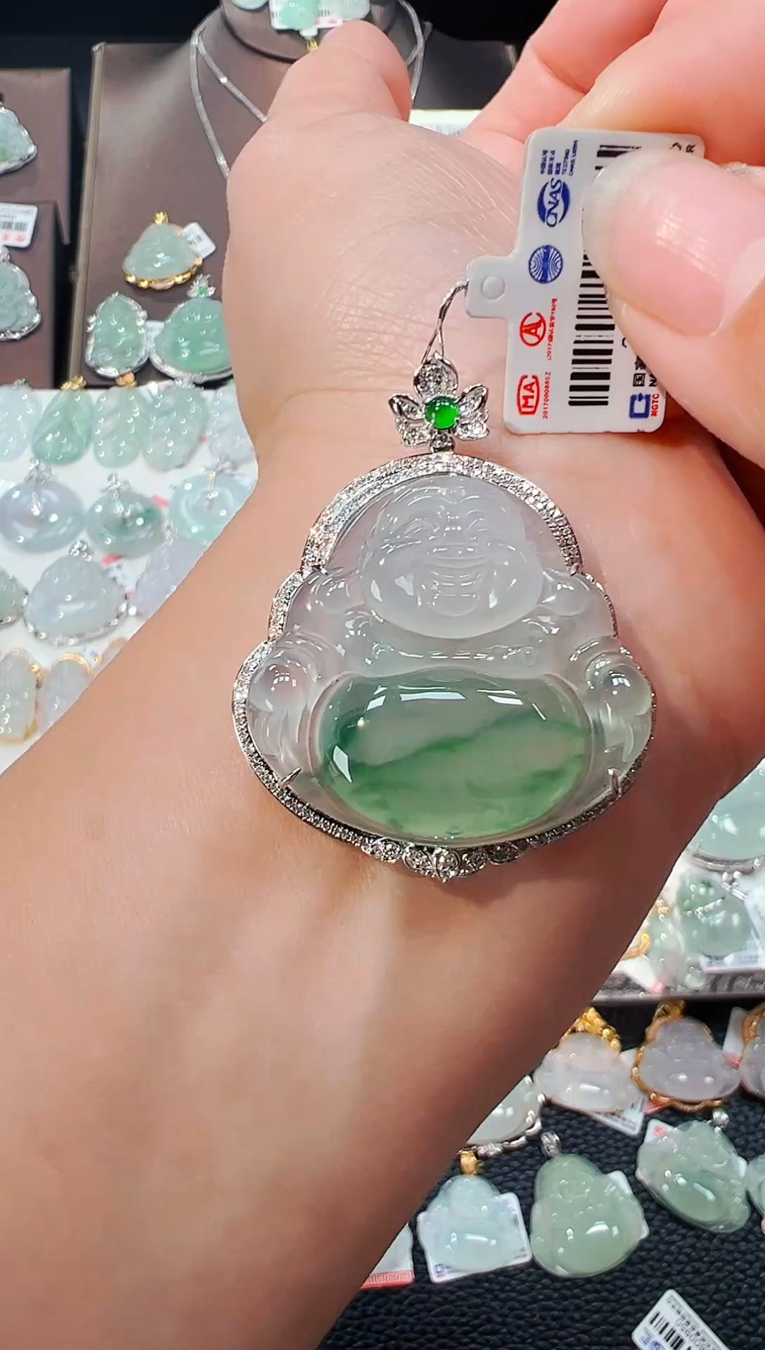 【闪购商品】翡翠吊坠(不含链)18K金镶嵌佛公吊坠918