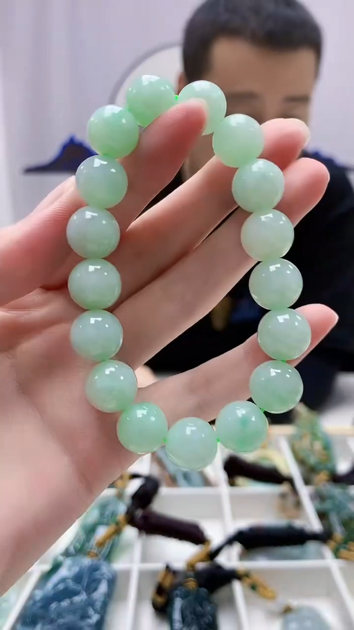 定制翡翠未镶嵌4898zm-毛货手串32