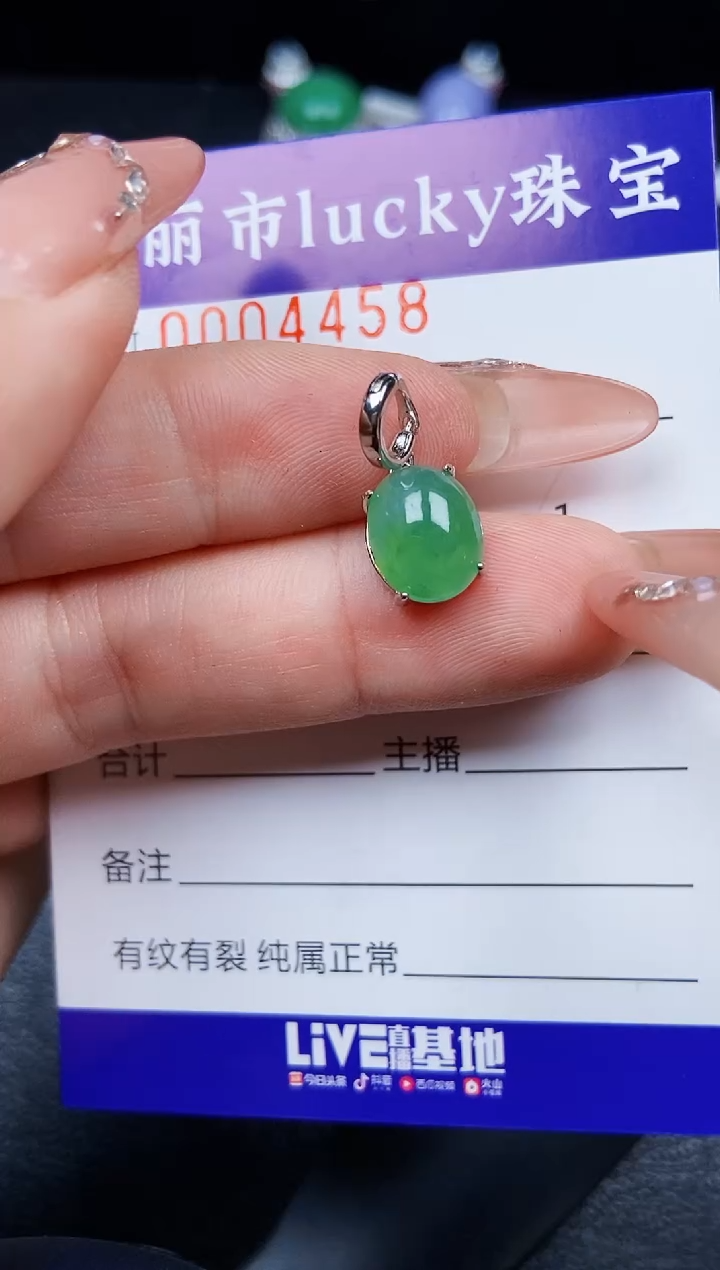 翡翠银S925镶嵌颈饰4458