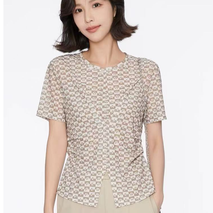 打褶立体休闲T恤1C25049115