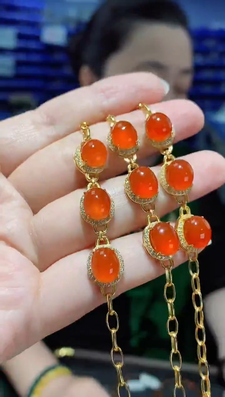 银S925镶嵌手链玛瑙/玉髓多样性发货发其一 