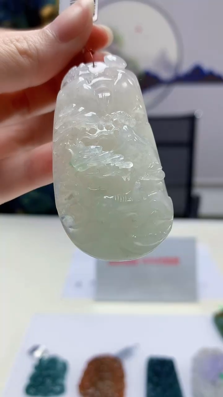 【闪购商品】定制翡翠未镶嵌4688zm-毛货赠珠链山水222