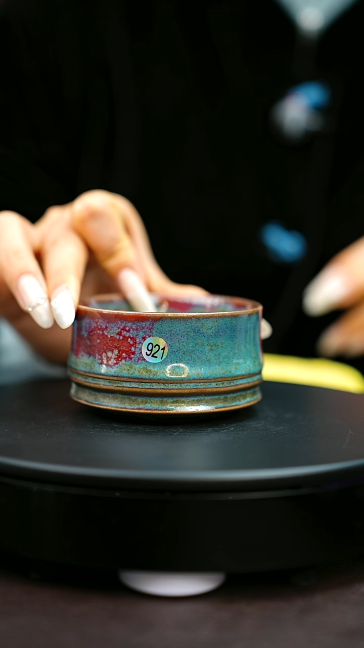 921#原矿钧瓷炉钧釉竹节杯