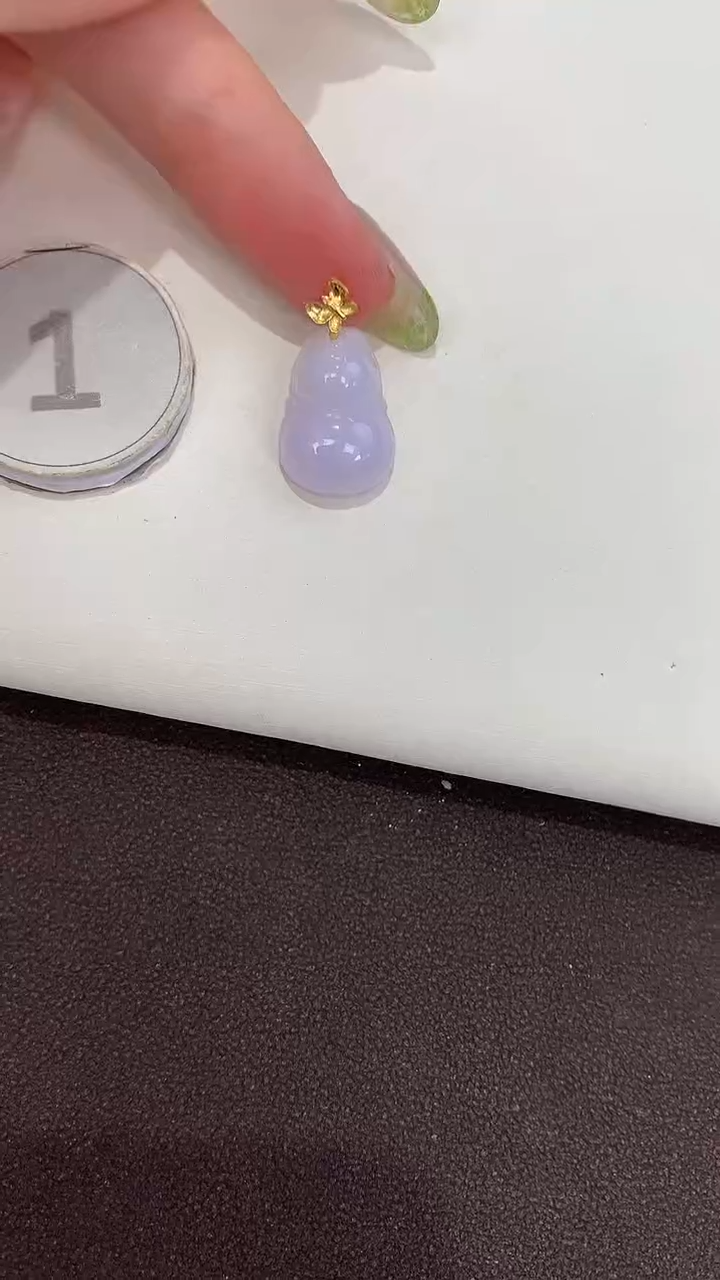 颈饰18K金镶嵌翡翠天然缅甸a货翡翠