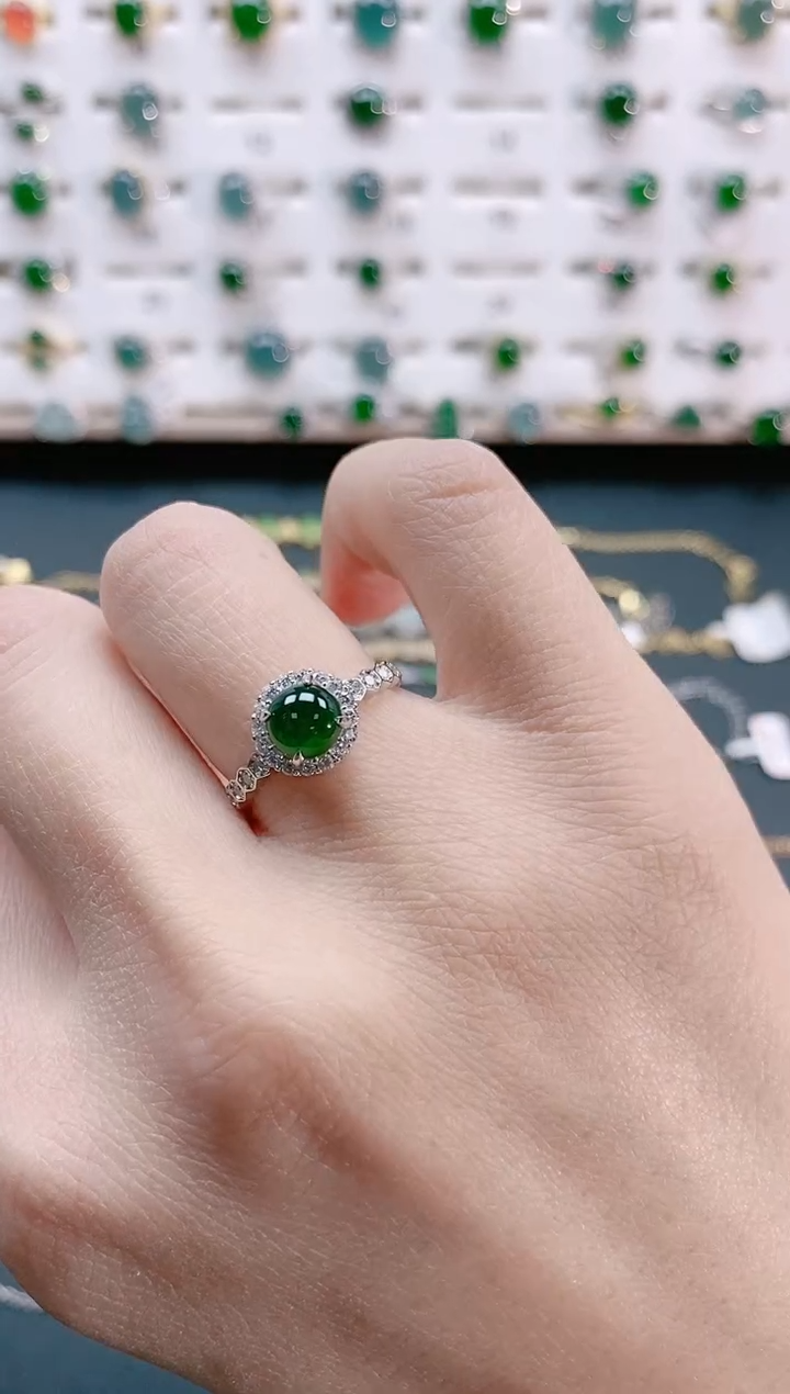 【闪购商品】翡翠戒指银S925镶嵌天然翡翠