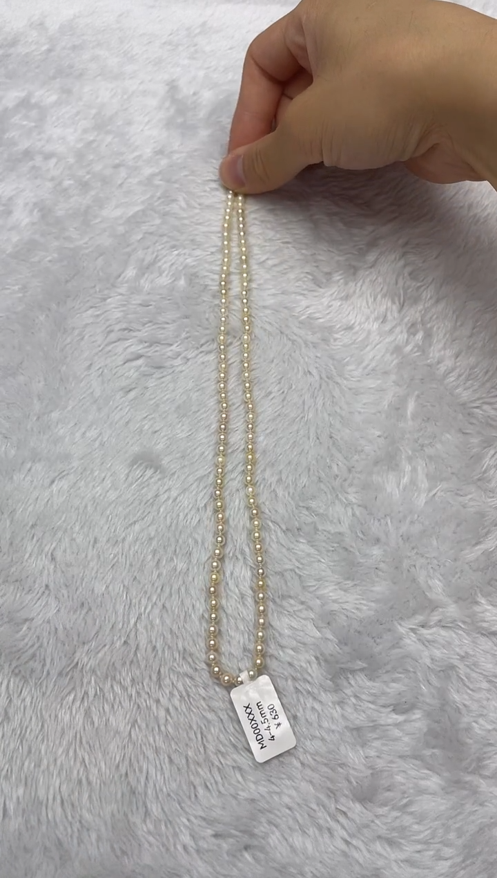 海水珍珠银S925镶嵌项链AK羽皇金4-4.5mm（多样性发一）