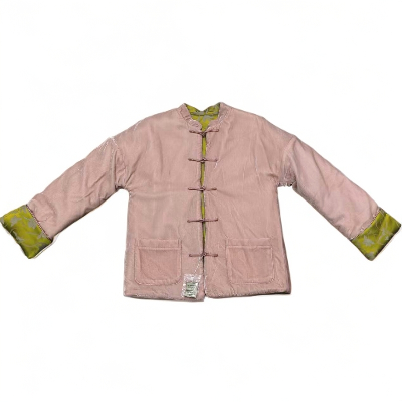 新中式国风复古夹棉外真丝丝绒外套棉衣女冬季棉衣