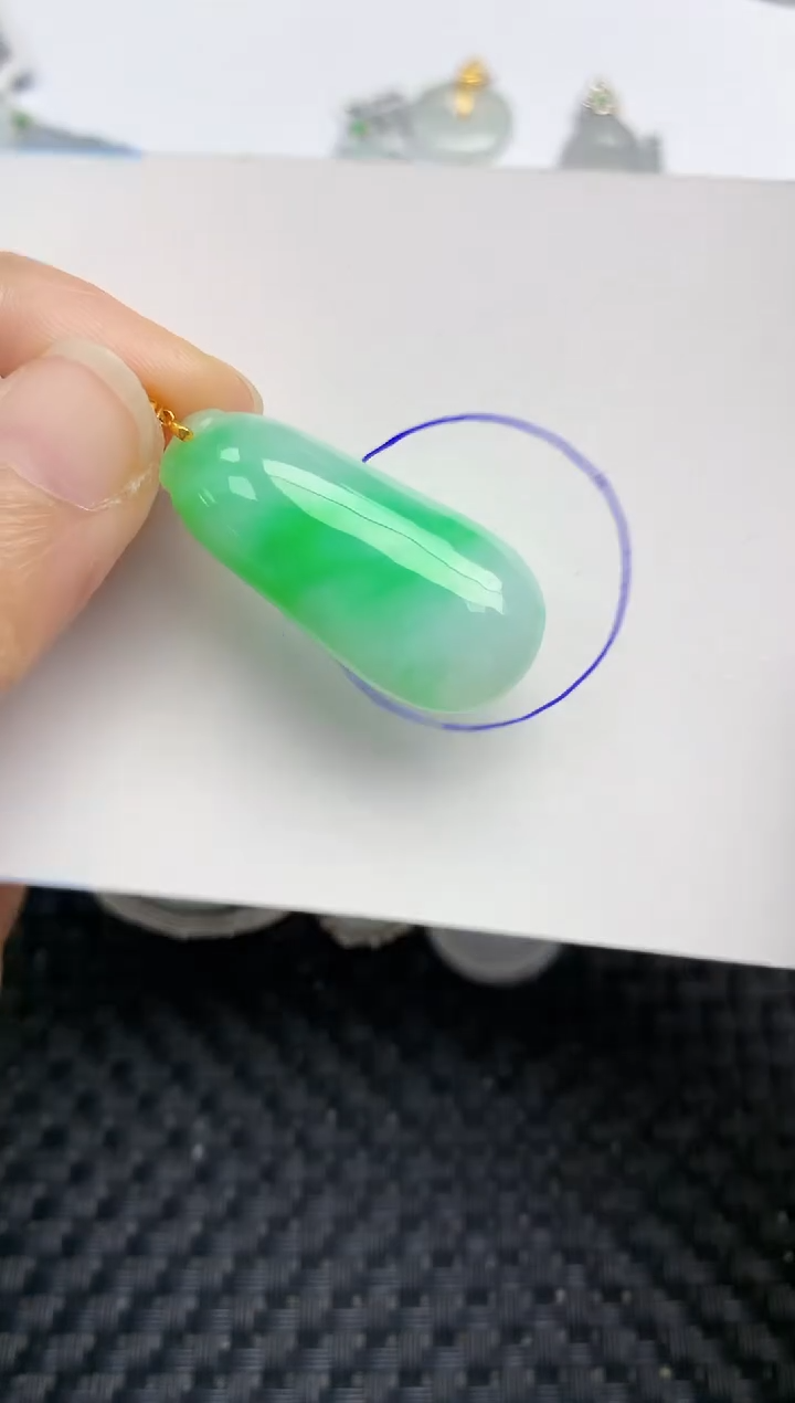 颈饰18K金镶嵌翡翠天然缅甸A货翡翠百元以上9元证书费自理